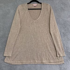 Show me your MuMu Women's Small Gold Thread V Neck Tunic Sweater Top